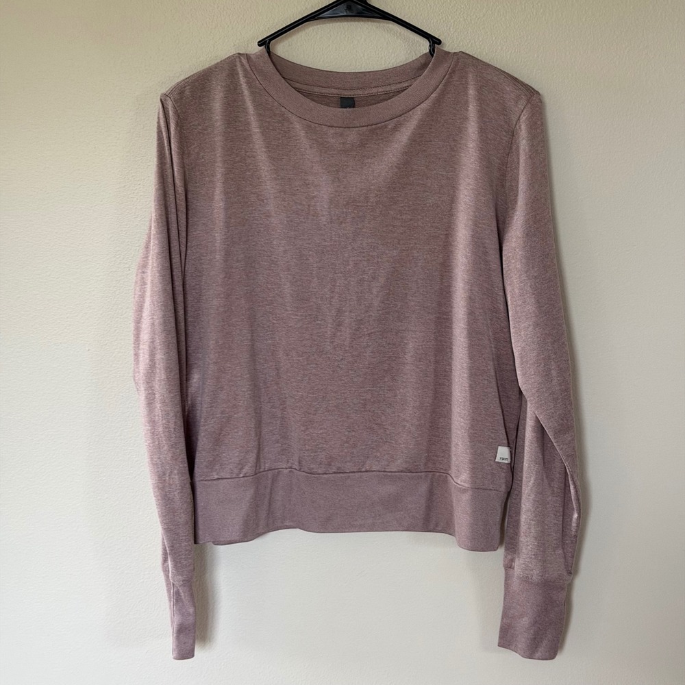 Vuori Long Sleeve Heathered Mauve Crewneck Top Medium